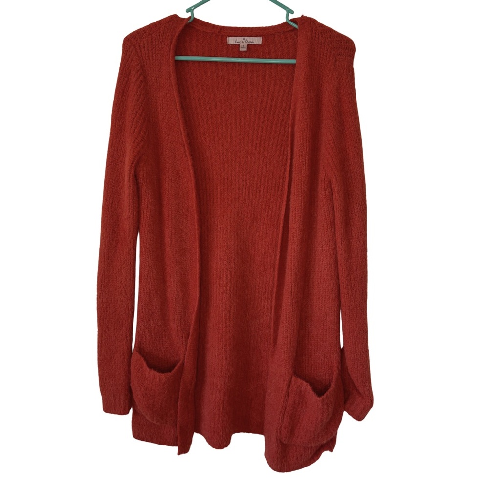 Love Tree Open Front Rust Colored Cardigan